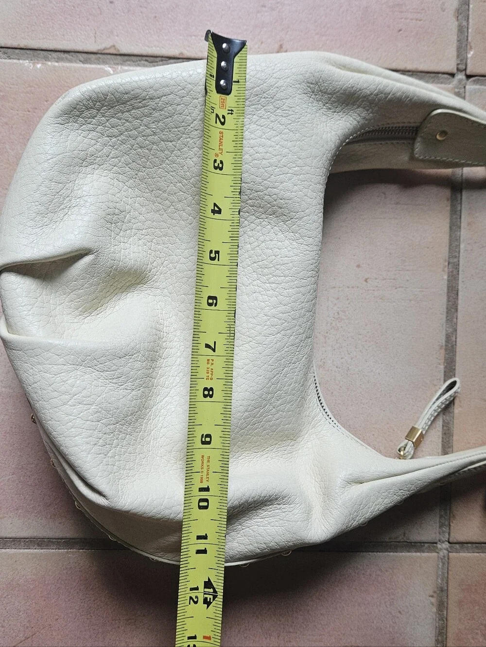 MAXX NEW YORK Cream Pebbled Leather with Gold Hardware Hobo Shoulder Bag
